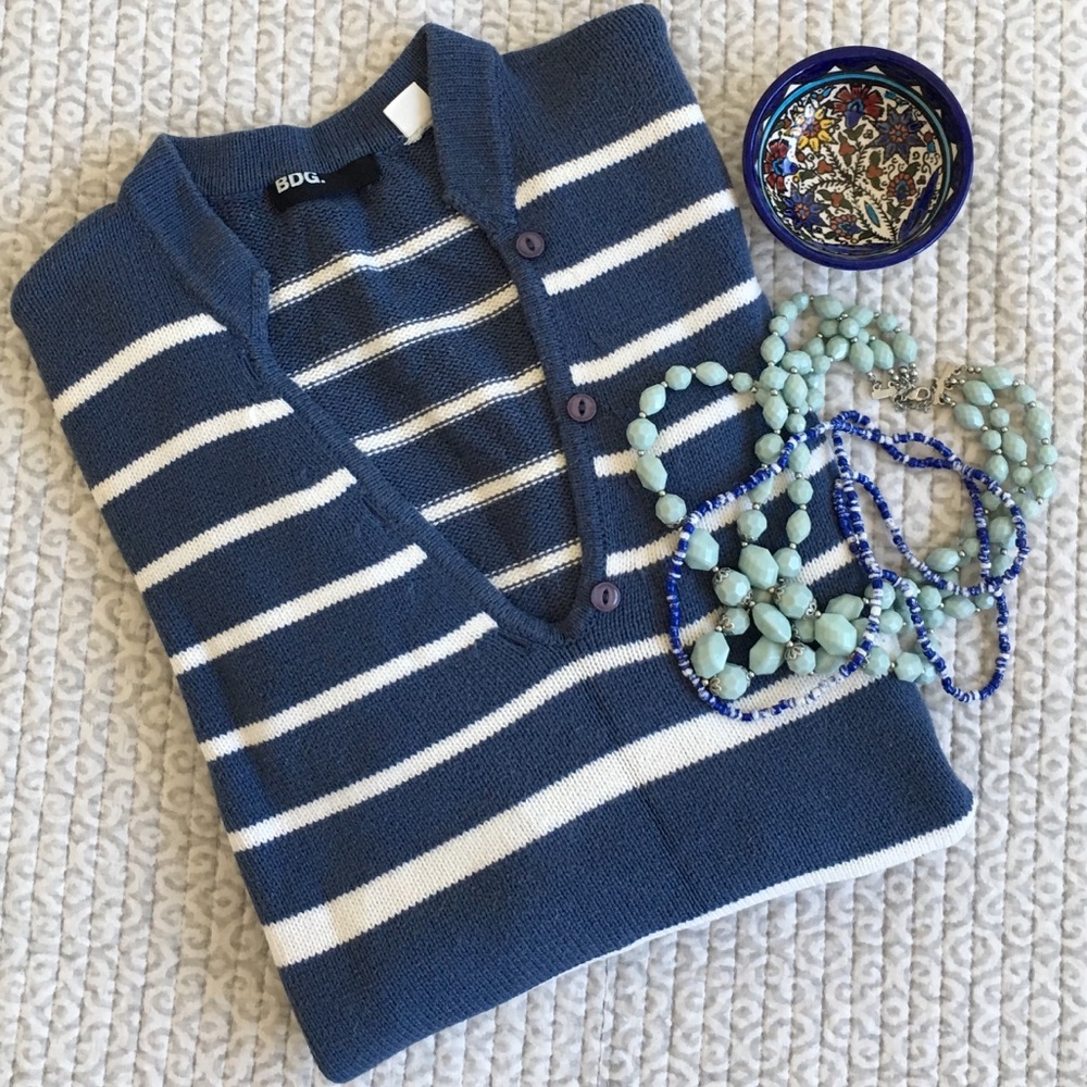 Blue and White Striped BDG Sweater